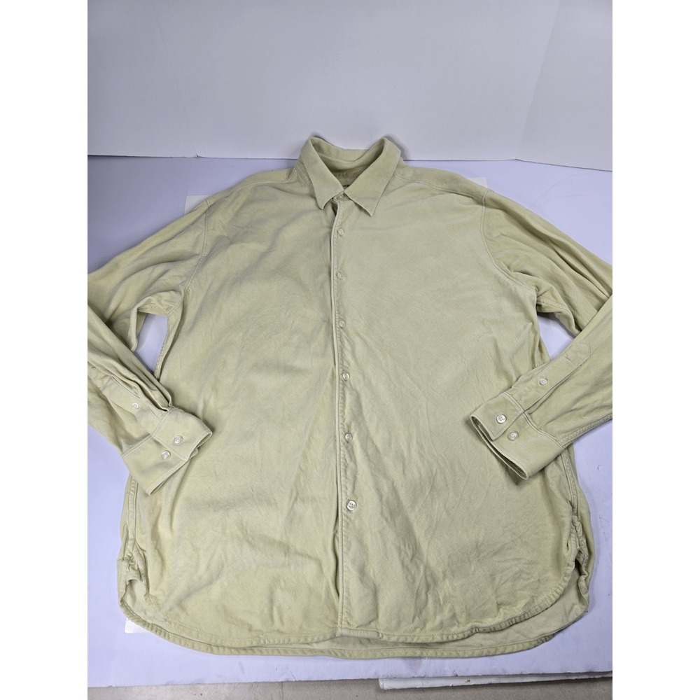 Tommy Bahama Shirt Mens XL Yellow Corduroy Button Up Silk Cotton Long Sleeve